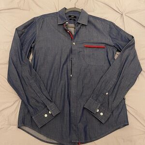 Boss Hugo Boss Denim Chambray Shirt with Red Trim
